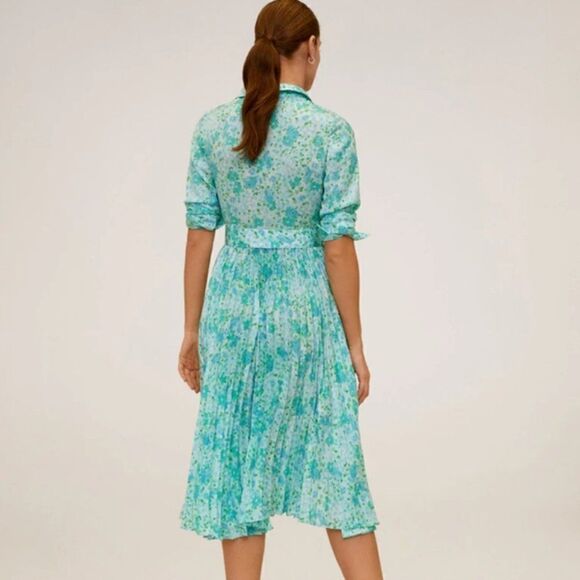 Mango Belted Pleated Midi Dress New - Picture 7 of 8